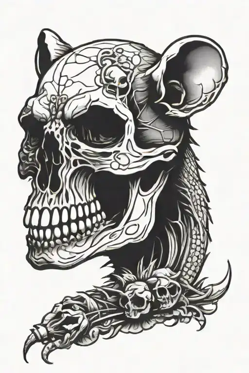 Rat Holding A Skull