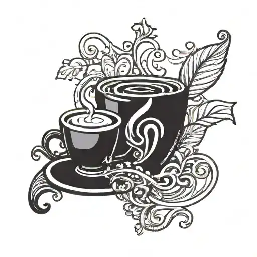 A Dark Art Nouveau Design Featuring A Coffee Bean And A Music Note