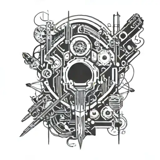 Incorporate Elements Of Cyberpunk Aesthetics Into A Tattoo Design Inspired By Nu Metal Music