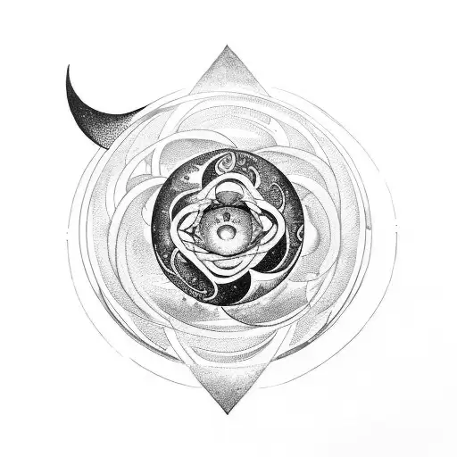 Moon Phases Intertwined With Wiccan Symbols