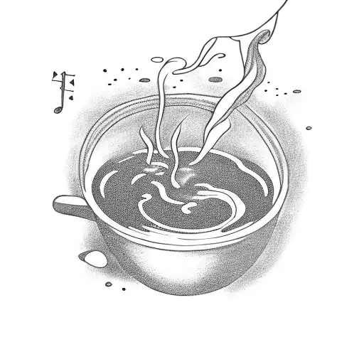A Witch Brewing Coffee In A Cauldron While Listening To Music