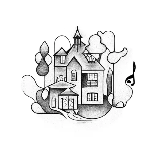 House With Music Note Coming Out Of It