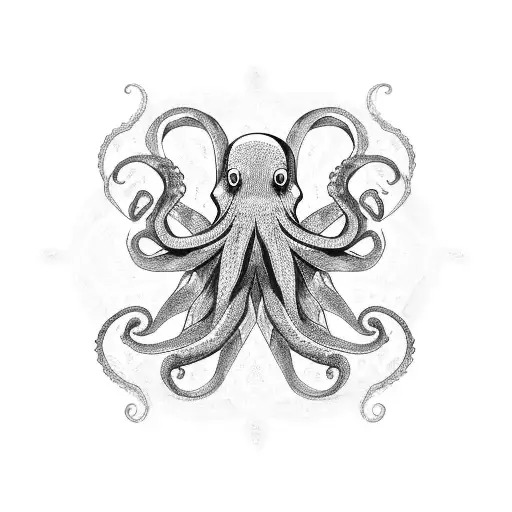 A Dark Octopus With Mandala