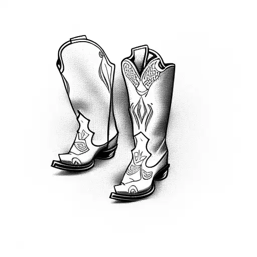 Fine Line Fairy Outline Wearing Cowboy Boots