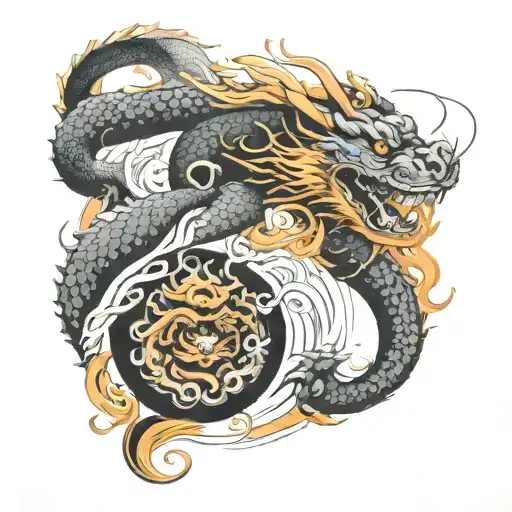 Water Tiger And Dragon Ying Yang