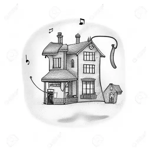 House With Music Note Coming Out Chimney