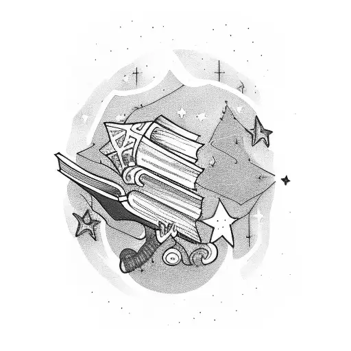 A Police Officer Reading A Book Under A Starry Sky