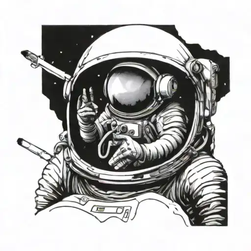 Cosmonaut With Cigarette In Open Space