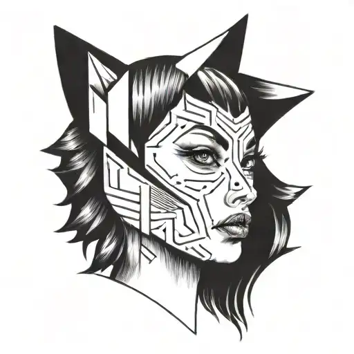 Woman's Face With Cat Arrows