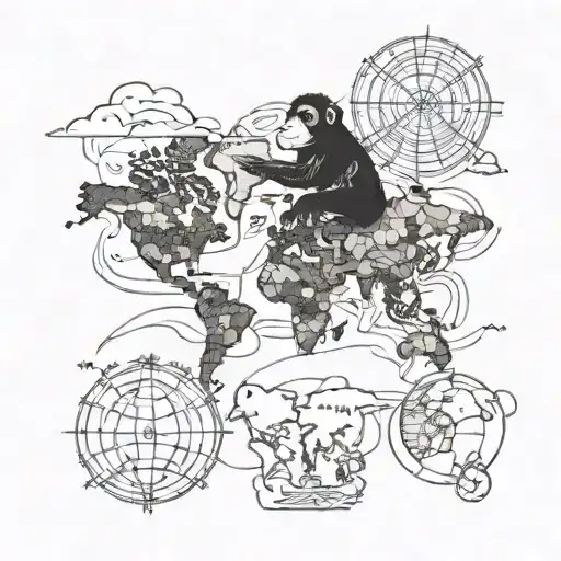 Monkey Travelling Around The World Map