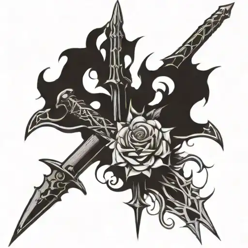 Midevil Sword Intertwined Thorns Wrapped