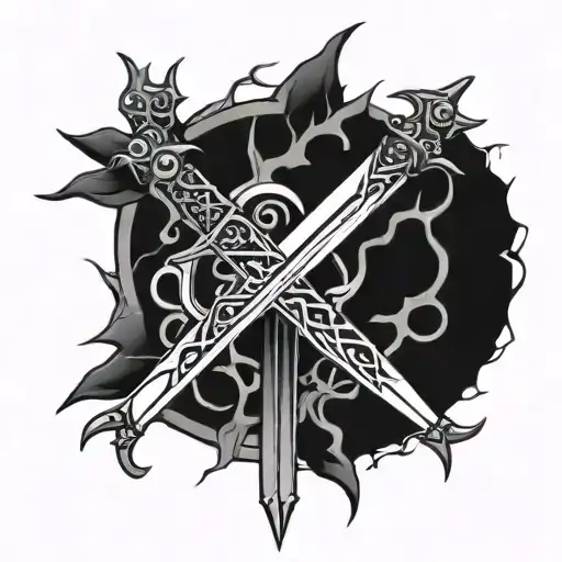 Sword Surrounded In Thorns Intertwined