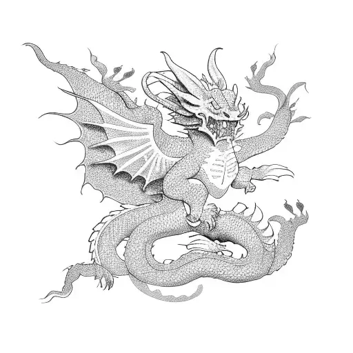 A Whimsical Representation Of A Haku Dragon Flying Through A Studio Ghibli-inspired Landscape