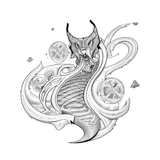 Sexy Siren Sitting On Rock Lying On A Mountain Of Skulls