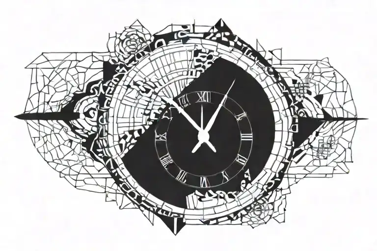 A Hidden Clock And Date Within A Geometric Pattern Representing The Concept Of Time Passing