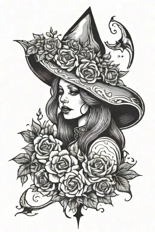 Witch With Flowers Around