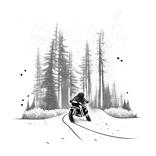 A Dirtbike Speeding Through A Forest Trail With Musical Notes Trailing Behind