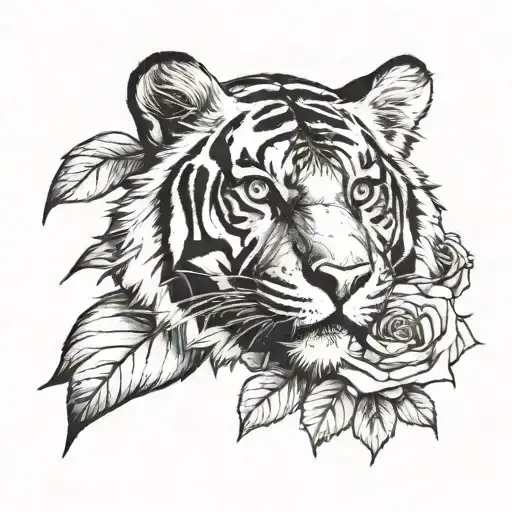 Tiger And Roses