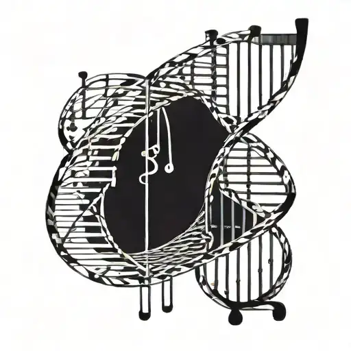 A Dna Double Helix Intertwined With Musical Notes