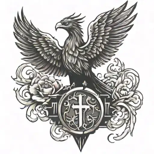 Phoenix Rising Over A Tombstone