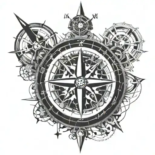 Incorporate Intricate Engine Parts Into A Geometric Compass Rose Design