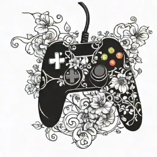 A Gaming Controller Entwined With Vines And Flowers