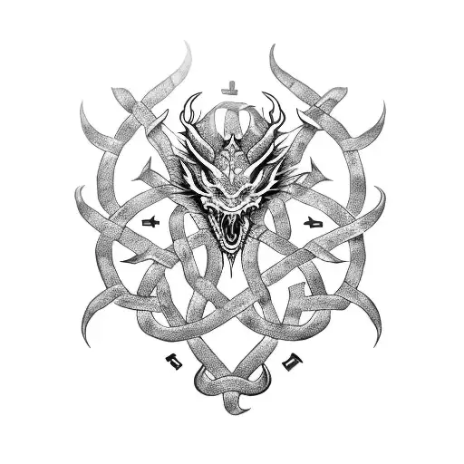 Dragon With Celtic Knot Design On Body