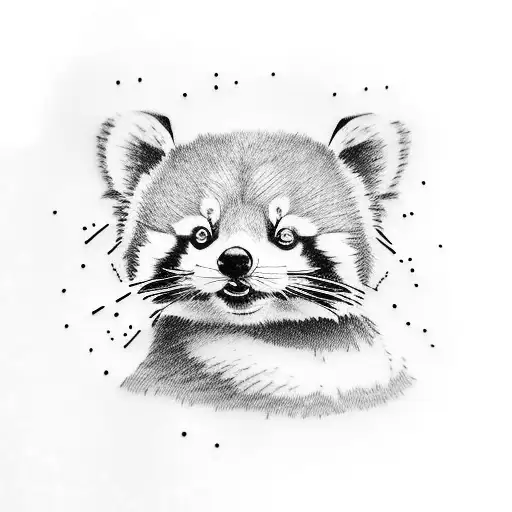 Cute Small Red Panda With Line Work