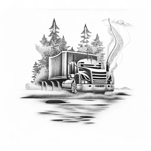 Semi Truck And Fishing Pond