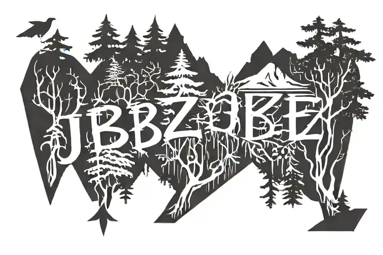 Letters That Say Jbz Maybe With A Pine Tree Silhouette