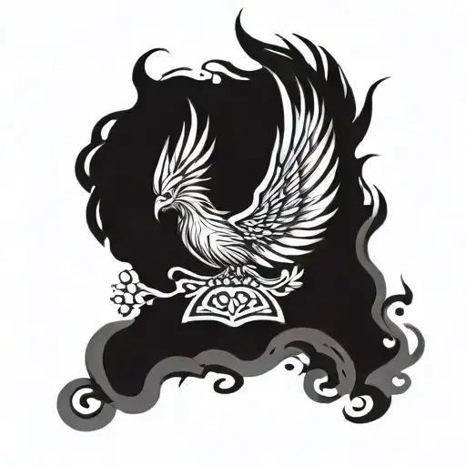 Phoenix Rising Over A Tombstone