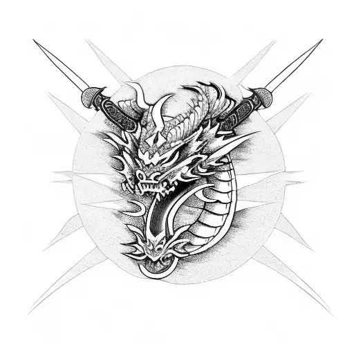 Dragon With Samurai Warrior