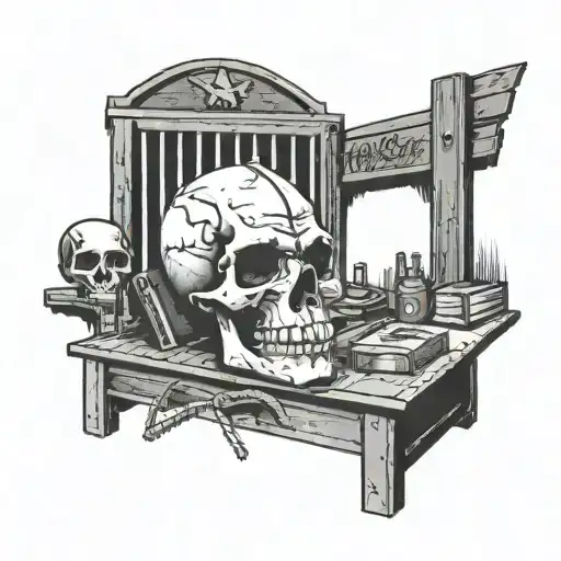 Deputy Gang Tatto Los Santos Sheriff Jail Cell With Bars And A Skull