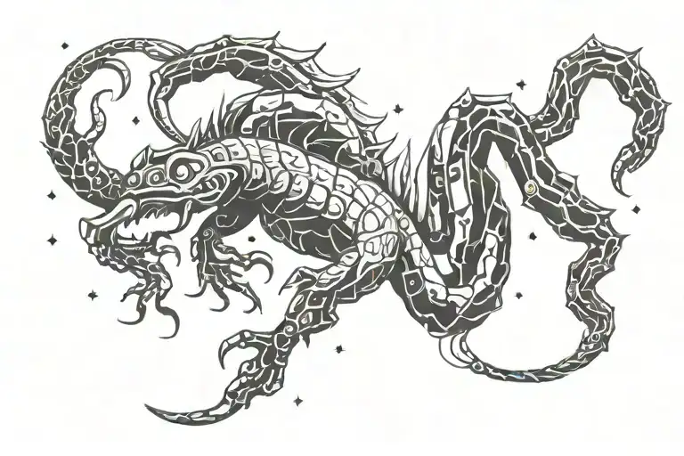 A Constellation Of The Client's Zodiac Sign Scorpio Intertwined With A Sanskrit Mantra