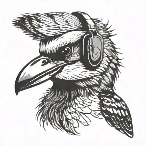 Kookaburra Wearing Headphones