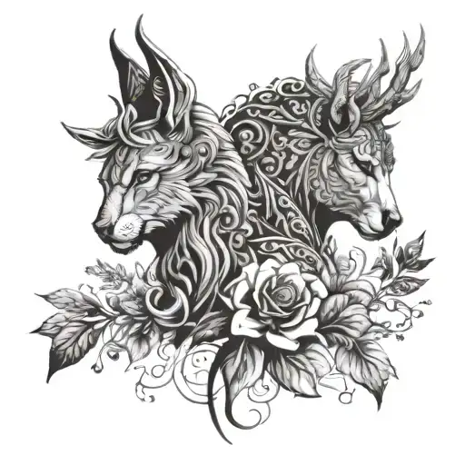 Couple Tattoo In The Scandinavian Style Of Realism And Graphics