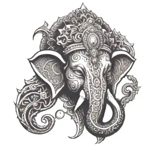 Ganesh Face Made Entirely Black Human Heart Shaped Lock