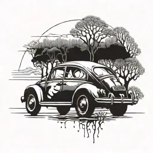 Beatle Car Trees And Water