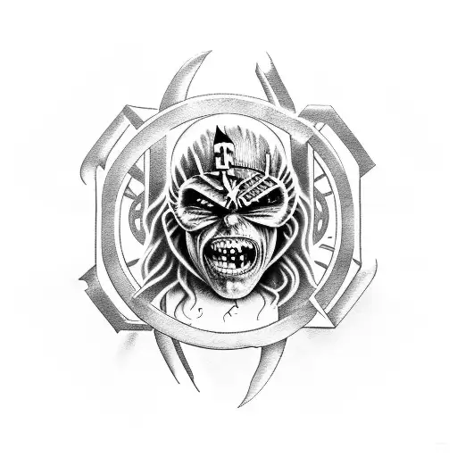 Combine Elements Of Iron Maiden's Album Cover Art With A Music Note