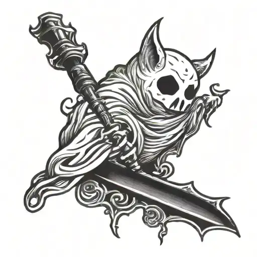 Sad Ghost With A Bat