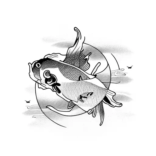 Mount Fuji And Koi Fish