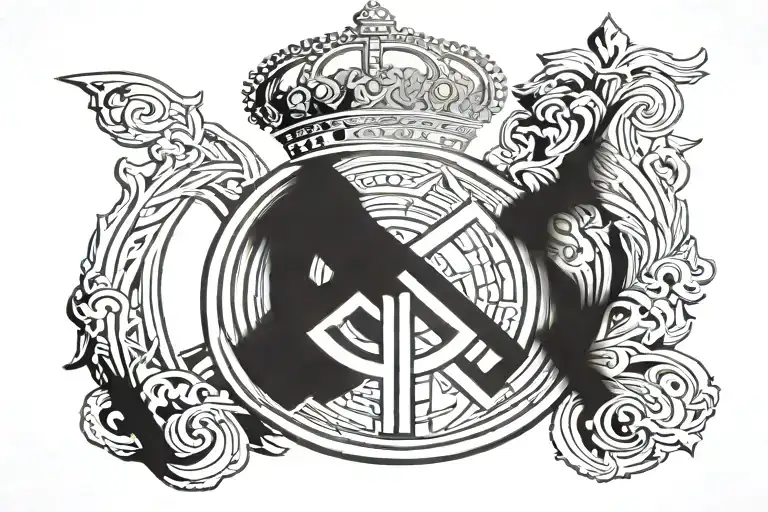 Real Madrid Logo With Roman Numerals Above And Under