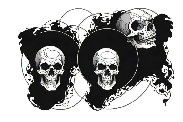 Skulls With Central Circle Focus Lines