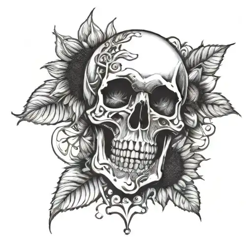Heart Skull Sunflower