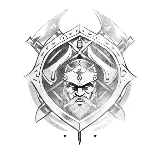 A Viking Warrior Holding A Sword And Shield In A Fierce Battle