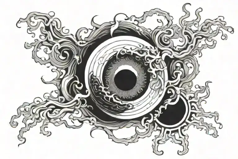 Black Hole Sun With Smoke Tentacles Coming Out Of The Black Hole