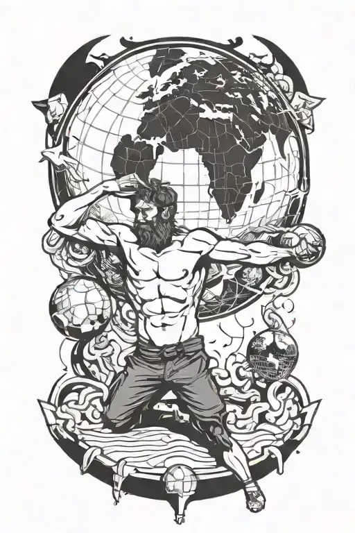 Atlas Holding The Earth And The Name Eimybel Written On The Earth