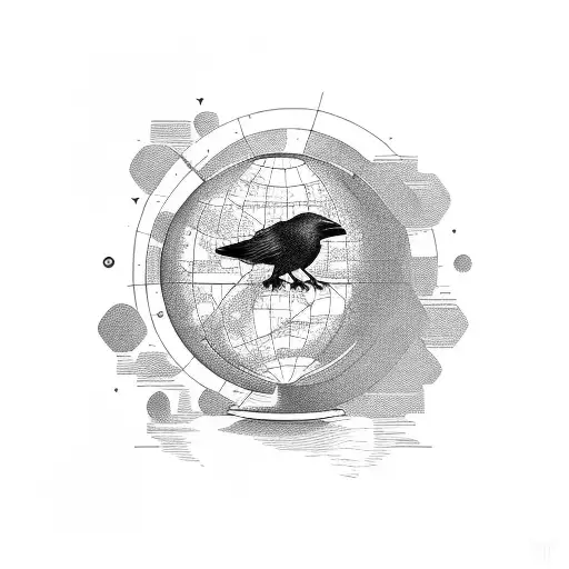 Crow On Top Of The Globe