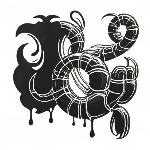 Scorpion Tattoo Design Featuring Musical Notes Flowing