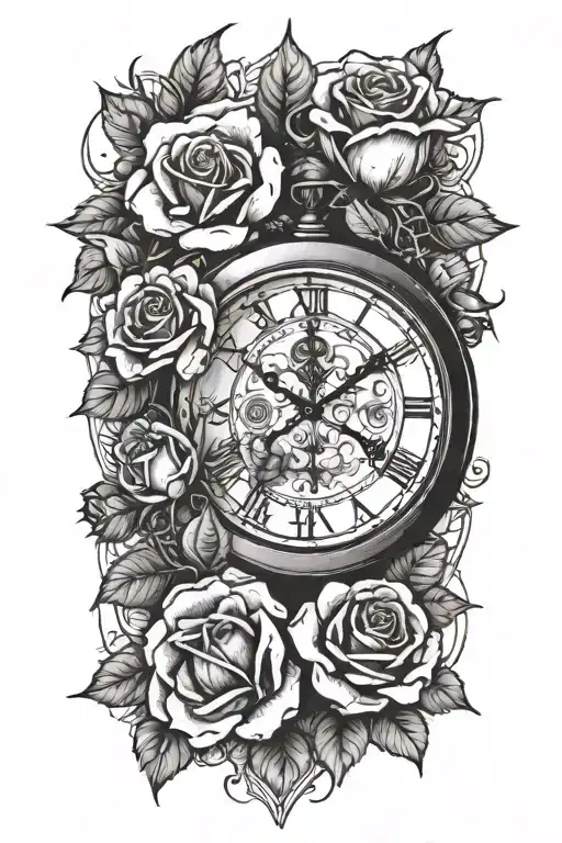 A Clock And Roses